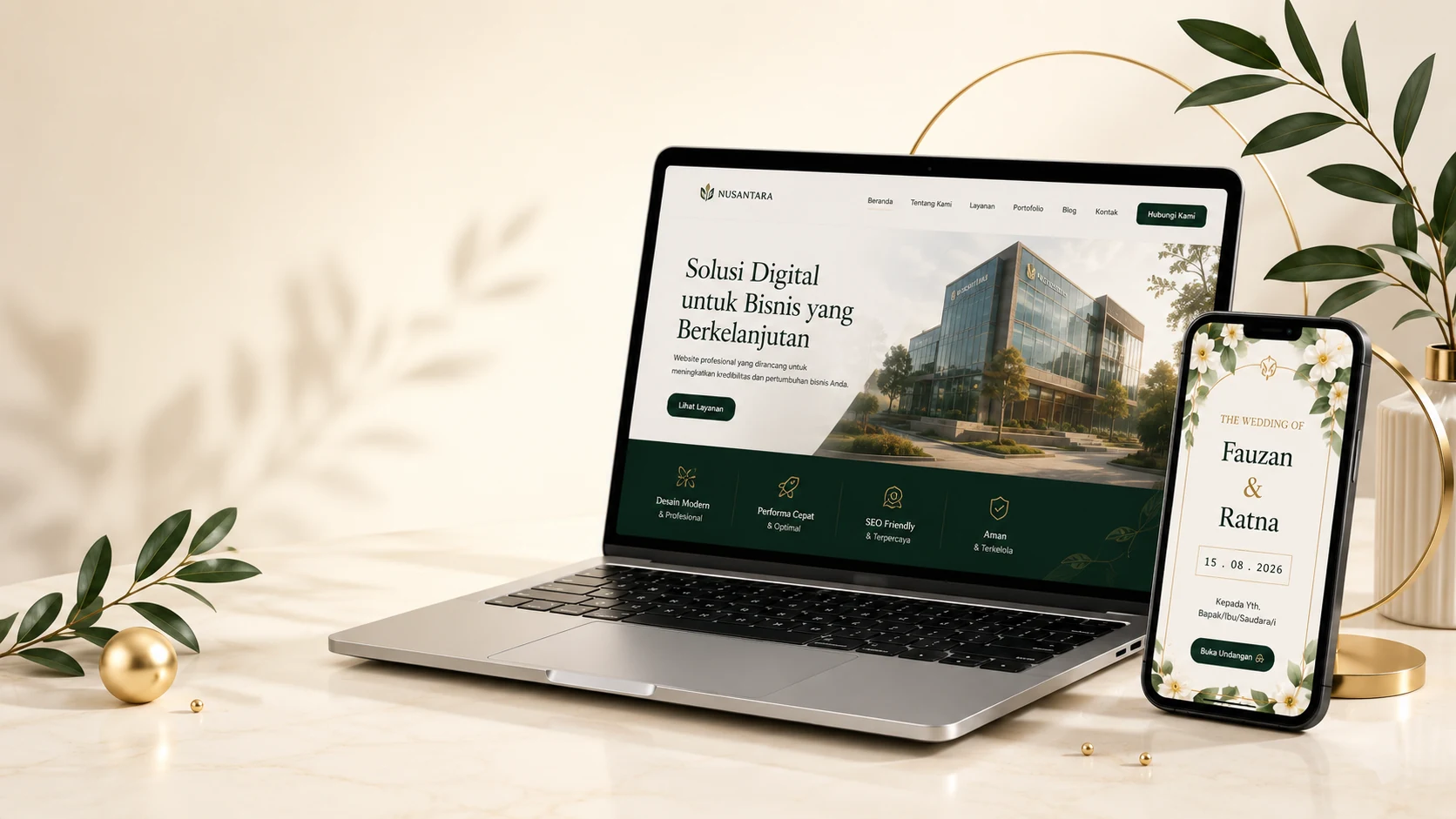 Contoh undangan digital dan website profesional Malang Digital